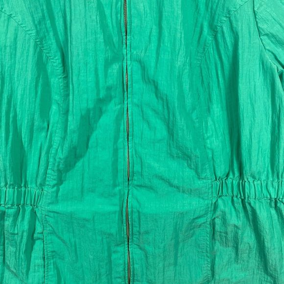 CJ Banks Green Lightweight Zip Up Ruched Windbreaker Jacket Size 3X Plus Size - Picture 7 of 8